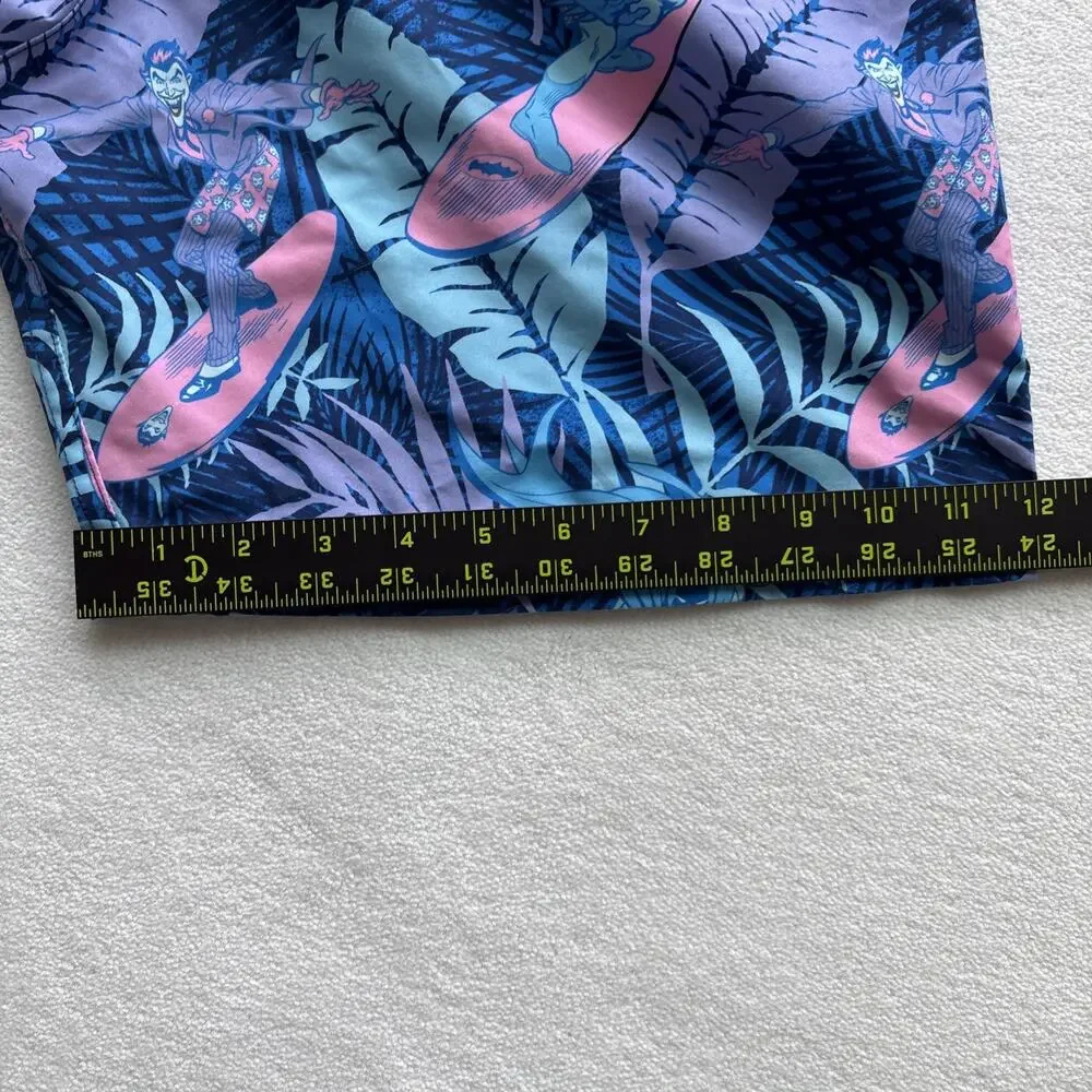 Batman Swim Trunks Mens Medium Blue Surfing Joker Tropical Board Shorts‎